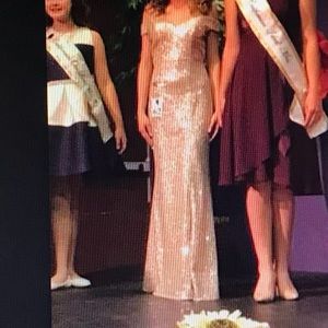 Prom/ Pageant sequined off the shoulder dress